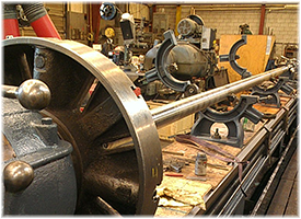 Boat shaffting lathe.